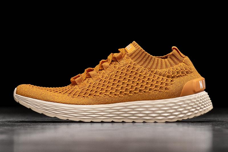 Yellow Nobull Golden Knit Runner Men\'s Running Shoes | CA V1041R